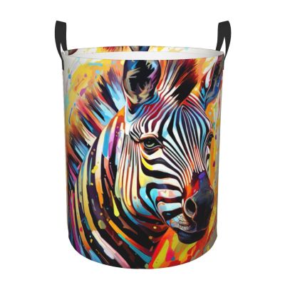Abstract Animal Zebra Collapsible Laundry Basket-Waterproof Large Storage Baskets,Toy Organizer,Home Decor