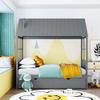 Twin Size Wood House Bed with Twin Size Trundle, Wooden Daybed, Gray view 2