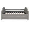 Full Size Upholstered Daybed with Twin Size Trundle, Wood Slat Support, Gray view 4