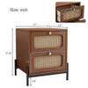 Modern Cannage Rattan Wood Closet 2 Drawer Side Table End Table Nightstand for Bedroom, Living Room, Entryway, Hallway, Walnut view 2