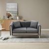 Generic 59 Modern Upholstered Velvet Loveseat Sofa 2 Seater Couch with Removable Cushions Side Pocket Mid Century Tufted Living Room Set Gold Metal Legs,2 Pillows Included,Grey view 1