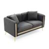Generic 59 Modern Upholstered Velvet Loveseat Sofa 2 Seater Couch with Removable Cushions Side Pocket Mid Century Tufted Living Room Set Gold Metal Legs,2 Pillows Included,Grey view 2
