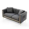 Generic 59 Modern Upholstered Velvet Loveseat Sofa 2 Seater Couch with Removable Cushions Side Pocket Mid Century Tufted Living Room Set Gold Metal Legs,2 Pillows Included,Grey view 3