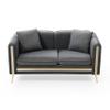 Generic 59 Modern Upholstered Velvet Loveseat Sofa 2 Seater Couch with Removable Cushions Side Pocket Mid Century Tufted Living Room Set Gold Metal Legs,2 Pillows Included,Grey view 4