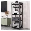 5/6/7/8-tier Media Stand Audio/video Component Cabinet with Wheels, Rolling Video Game Console Shelf, Heavy Duty Adjustable Stereo AV Media Rack, for Home/Office/Coffee Shop(Black 5 Layer,50cm/19.7in view 1