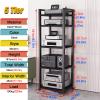 5/6/7/8-tier Media Stand Audio/video Component Cabinet with Wheels, Rolling Video Game Console Shelf, Heavy Duty Adjustable Stereo AV Media Rack, for Home/Office/Coffee Shop(Black 5 Layer,50cm/19.7in view 2