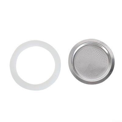 CookiBlend Coffee Pot Silicone Ring, Stovetop Coffee Maker Replacement Gasket Seals Coffee Filter Plate Gasket Seal Ring Coffee Maker Replacement Parts(6 cup+sieve)