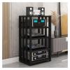 3/4/5-tier Shelves Audio Video Media Stand Cabinet, Modern Stereo Record Player Equipment Rack for Restaurant/Classroom/Bedroom/Conference Room, Height-Adjustable Shelf, Vertical Floor(5 Tier Black Bo view 1