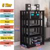 3/4/5-tier Shelves Audio Video Media Stand Cabinet, Modern Stereo Record Player Equipment Rack for Restaurant/Classroom/Bedroom/Conference Room, Height-Adjustable Shelf, Vertical Floor(5 Tier Black Bo view 2