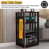 3/4/5-tier Shelves Audio Video Media Stand Cabinet, Modern Stereo Record Player Equipment Rack for Restaurant/Classroom/Bedroom/Conference Room, Height-Adjustable Shelf, Vertical Floor(5 Tier Black Bo view 4