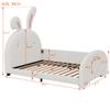 HomeLoft Basics Twin Size Upholstered Rabbit Shape Princess Bed,Twin Size Platform Bed with Headboard and Footboard,White, as pic view 2