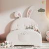 HomeLoft Basics Twin Size Upholstered Rabbit Shape Princess Bed,Twin Size Platform Bed with Headboard and Footboard,White, as pic view 3