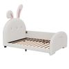 HomeLoft Basics Twin Size Upholstered Rabbit Shape Princess Bed,Twin Size Platform Bed with Headboard and Footboard,White, as pic view 4