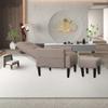 Brown Living Room Sofa Single Chair and Ottoman, Modern Multi Function Fabric Living Room Sofa Lounge Chair Bed and Stool. Soft Leisure Single Chair Adjustable into 5 Angles with Sofa Bed view 3