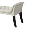 Armrest Button Tufted Ottoman Bench, Upholstered Footrest Stool Rectangular Beige Velvet Fabric Accent Bench for Entryway Dining Room Living Room Bedroom Beige view 4
