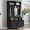 Hall Tree with 4 Hooks, Coat Hanger, Entryway Bench, Storage Bench, 3 in 1 Design, 40INCH, for Entrance, Hallway (Black) view 1