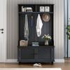 Hall Tree with 4 Hooks, Coat Hanger, Entryway Bench, Storage Bench, 3 in 1 Design, 40INCH, for Entrance, Hallway (Black) view 2