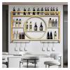 BYJSJY Metal Wine Rack Wall Mounted, LED Lighted Liquor Bottle Display Shelf, Bar Cabinet with Glass Holder, Hanging Goblet Display Storage, for Home Bar Kitchen(Gold,100x15x80cm) view 1