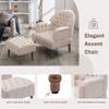 Accent Chair,Button Tufted Upholstered Chair Set,Mid Century Modern Chair with Linen Fabric and Ottoman for Living Room Bedroom Office Lounge,Beige view 4
