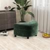 32.7" W Chenille Upholstered Half Crescent Moon Storage Bench Large Ottoman with Tray Serve As Side Table Soft Padded Seat Dressing Shoe Bench Foot Rest for Living Room, Entryway, HallwayGreen view 1