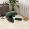 32.7" W Chenille Upholstered Half Crescent Moon Storage Bench Large Ottoman with Tray Serve As Side Table Soft Padded Seat Dressing Shoe Bench Foot Rest for Living Room, Entryway, HallwayGreen view 3