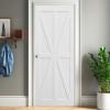 30" x 80" Star Style Wood Primed Standard Barn Door Slab, DIY Unfinished Solid Wood Paneled Door, Interior Single Door Slab, Pre Drilled Ready to Assemble view 2