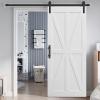 30" x 80" Star Style Wood Primed Standard Barn Door Slab, DIY Unfinished Solid Wood Paneled Door, Interior Single Door Slab, Pre Drilled Ready to Assemble view 3