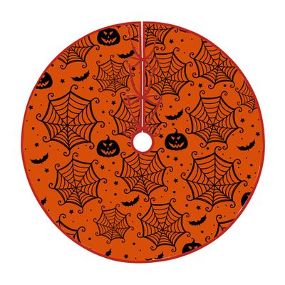 Halloween Tree Skirt 30 Inch Pumpkins Spider Web Bats Stars Holiday Tree Skirts for Fall Christmas Tree Decoration