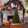Halloween Tree Skirt 30 Inch Pumpkins Spider Web Bats Stars Holiday Tree Skirts for Fall Christmas Tree Decoration view 2