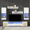 HomeLoft Basics Extended, Rattan Style Entertainment Center, 7 s Floating TV Console Table for TVs Up to 90, High Gloss Wall Mounted TV Stand with Color Changing LED Lights for Home Theatre, White. view 2
