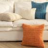 Huierxun Double-Sided Striped Throw Pillow Covers Luxury Soft Cozy Fluffy Fuzzy Solid Decorative Pillow Cushion Case for Living Room Sofa Outdoor Decor (Ivory,16"x16") view 3