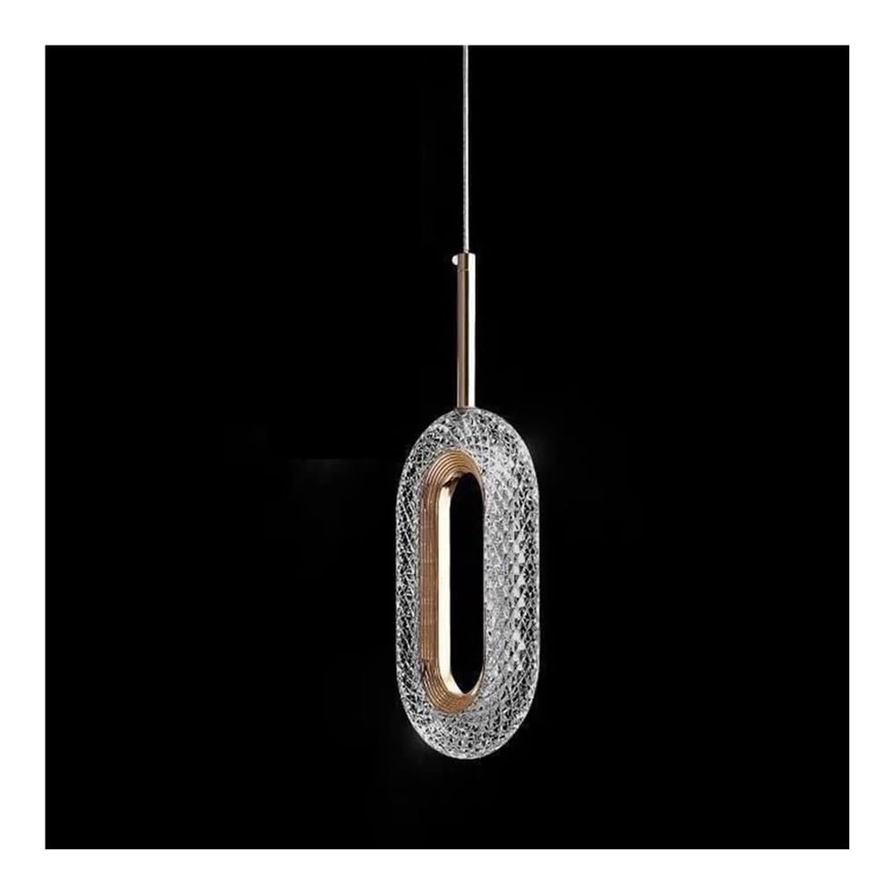 Creative Oval Modern Bed Chandeliers, 12W Variable Light LED Pendant Light, Height Adjustable Ceiling Decor Chandelier Fixtures for Dining Room, Bar, Kitchen Island(White Light)