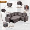 Doeqkue 5-Seater Chenille Corner Sofa with Pull Out Mattress, Light Brown, 3 Pillows, Chaise Lounge Chair, Storage Ottoman view 4