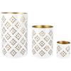 Northlight Laser-Cut Diamond Pattern Iron Candle Holders - 10" - White and Gold Finish - Set of 3 view 1