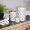 Northlight Laser-Cut Diamond Pattern Iron Candle Holders - 10" - White and Gold Finish - Set of 3 view 3