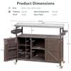YOPTO Outdoor Kitchen Island Cart with Internal Storage Racks,Solid Wood Outdoor Grill Table W/Stainless Steel Top,4 Secure Locking Wheels,4 Hangers and Bottle Opener for Kitchen & BBQ,Dark Brown view 2