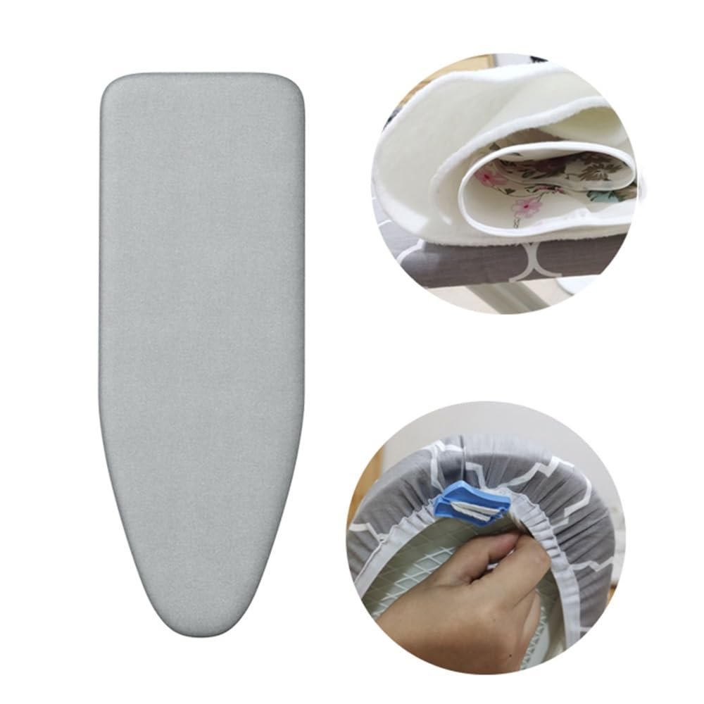 ZYXQQJ Iron Board Replacement Cover 36"x12" 39"x13" 43"x13" 48"x15" Ironing Board Cover and Pad Standard Size Coated Thick Padding(Silver,43x13in/110x34cm)