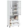 KCCKOM Highboard White 31.5"x15.7"x78.7" Solid Wood Pine,Rustic Pine Wood Highboard with Ample Storage and Tempered Glass Doors view 1