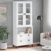 KCCKOM Highboard White 31.5"x15.7"x78.7" Solid Wood Pine,Rustic Pine Wood Highboard with Ample Storage and Tempered Glass Doors view 2