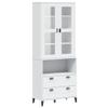 KCCKOM Highboard White 31.5"x15.7"x78.7" Solid Wood Pine,Rustic Pine Wood Highboard with Ample Storage and Tempered Glass Doors view 3