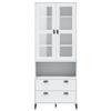 KCCKOM Highboard White 31.5"x15.7"x78.7" Solid Wood Pine,Rustic Pine Wood Highboard with Ample Storage and Tempered Glass Doors view 4
