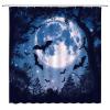 AMFD Spooky Halloween Shower Curtain Scary Bats Black Dead Tree Blue Full Moon Starry Sky Horror Scene Bathroom Curtains Decor Fabric Set Include Hooks,(47" Wx70 H) view 1