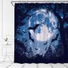 AMFD Spooky Halloween Shower Curtain Scary Bats Black Dead Tree Blue Full Moon Starry Sky Horror Scene Bathroom Curtains Decor Fabric Set Include Hooks,(47" Wx70 H) view 2