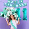 11th Birthday Decorations for Girls,Glitter It's My 11th Birthday Cake Topper & sash and Banner, Teal 11 birthday Balloons and Foil Balloons and Silver 11th Crown-Teal 11 Birthday Decorations view 2