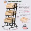 LSMKKA 2 Packs Basket Snack Rack Holder, Kitchen Fruit and Vegetable Storage Cart with Wood Box  Perfect for Bread/Vegetables/Produce, Commercial Supermarket Shelf, Home Storage & Display, 981214 view 3