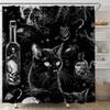 YSATNSFT Gothic Halloween Shower Curtain Spooky Black Alchemy Magic World Witch Black Cat Witchcraft Horror Skull Fabric Bathroom Decor Set with Hooks,(67" Wx70 H) view 1