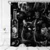 YSATNSFT Gothic Halloween Shower Curtain Spooky Black Alchemy Magic World Witch Black Cat Witchcraft Horror Skull Fabric Bathroom Decor Set with Hooks,(67" Wx70 H) view 2