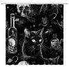YSATNSFT Gothic Halloween Shower Curtain Spooky Black Alchemy Magic World Witch Black Cat Witchcraft Horror Skull Fabric Bathroom Decor Set with Hooks,(67" Wx70 H) view 3