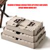 USGTYUS Collapsible Storage Bin with Wood Lid for Ford Kuga MF MA DM2 3/2/1.Gen 2008-2025 Folding Tail Box Supplies Organizer Large Folding and Stackable Storage Box,Coffee-35L view 3