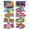 Hooqict 20 Pieces 90s Party Decorations Sign Retro Hip Hop Party Sign for Back to The 90s Adults Neon Throwback Birthday Party Supplies view 1